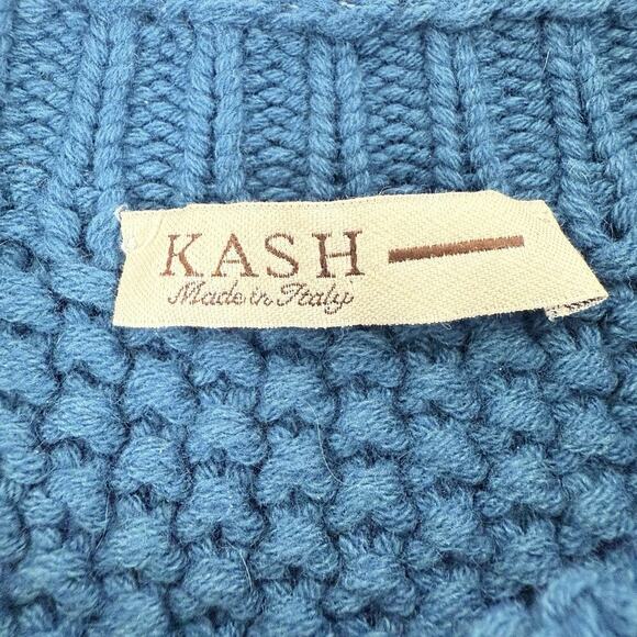 KASH Italy Wool Silk Cashmere Blend Chunky Knit Sweater Women Size 42 / XL Teal - Picture 8 of 14